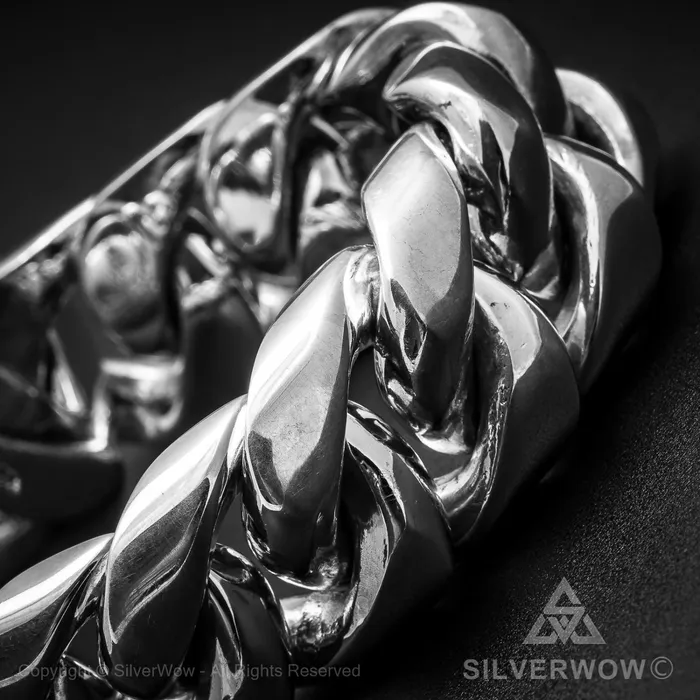 silverwow Bracelets Cuban Link Bracelet x 30mm Wide