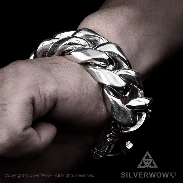 silverwow Bracelets Cuban Link Bracelet x 30mm Wide