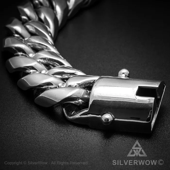 silverwow Bracelets Cuban Link Bracelet x 30mm Wide