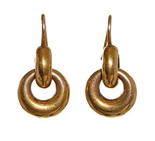 Victorian 15k Gold Loop Drop Earring Bell Bird Antiques Earrings