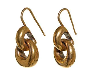 Victorian 15k Gold Loop Drop Earring Bell Bird Antiques Earrings
