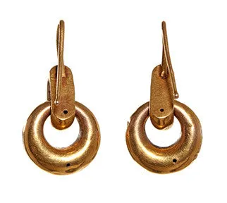 Victorian 15k Gold Loop Drop Earring Bell Bird Antiques Earrings