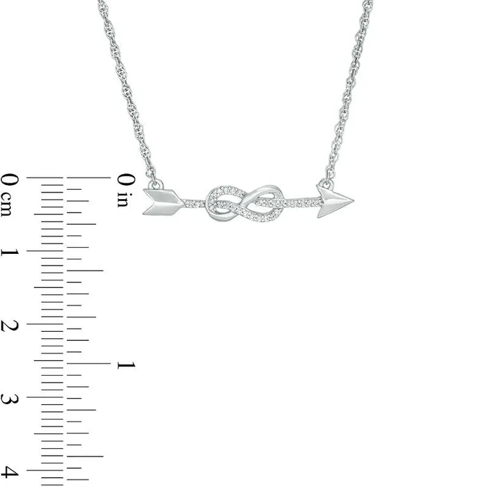 007 CT TW Natural Diamond Arrow Infinity Knot Necklace in Sterling Silver 1675 Goldia Necklaces 007 CT TW Natural Diamond Arrow Infinity Knot Necklace in Sterling Silver 1675 Goldia Necklaces