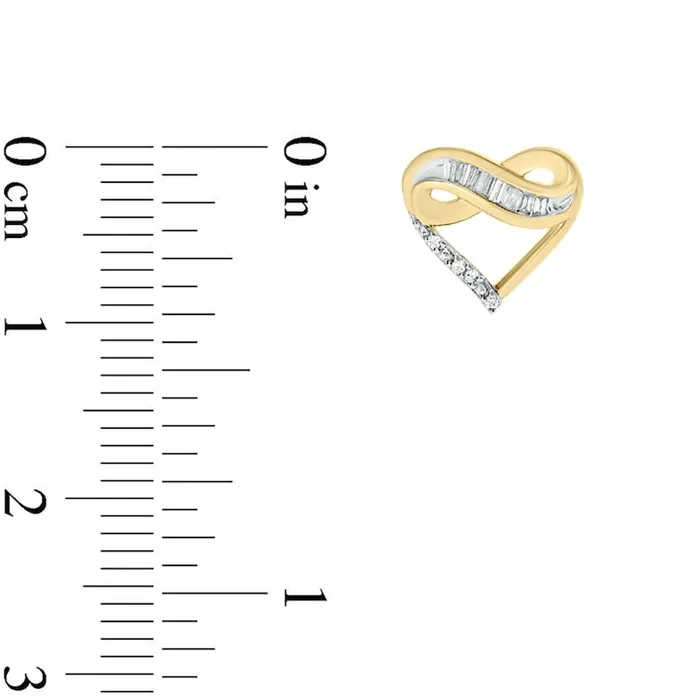 01 CT TW Baguette and Round Diamond Infinity Heart Stud Earrings in 10K Gold Goldia Earrings 01 CT TW Baguette and Round Diamond Infinity Heart Stud Earrings in 10K Gold Goldia Earrings