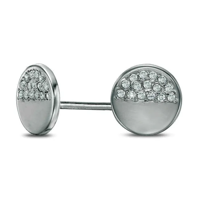 01 CT TW Diamond LaserCut Circle Stud Earrings in 10K White Gold Goldia Earrings 01 CT TW Diamond LaserCut Circle Stud Earrings in 10K White Gold Goldia Earrings
