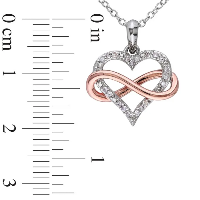 01 CT TW Natural Diamond Sideways Infinity Heart Pendant in Sterling Silver with Rose Rhodium Plating Goldia Necklaces 01 CT TW Natural Diamond Sideways Infinity Heart Pendant in Sterling Silver with Rose Rhodium Plating Goldia Necklaces