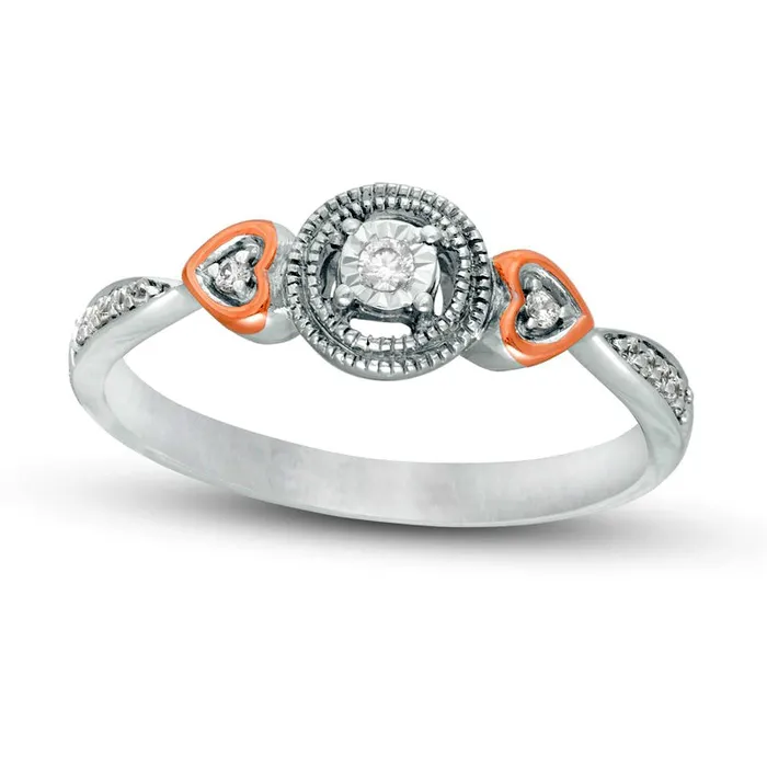 010 CT TW Composite Natural Diamond Heart Sides Promise Ring in Sterling Silver and Solid 10K Rose Gold Goldia Rings 010 CT TW Composite Natural Diamond Heart Sides Promise Ring in Sterling Silver and Solid 10K Rose Gold Goldia Rings