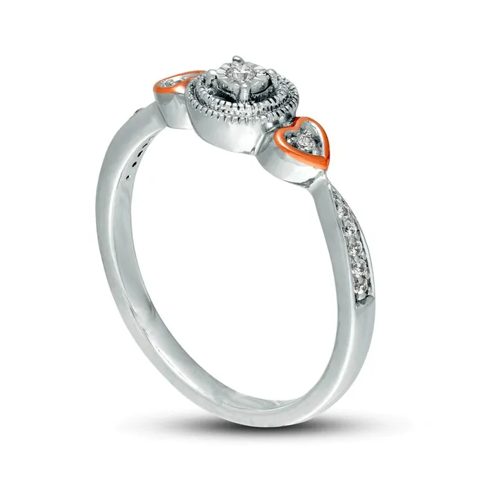 010 CT TW Composite Natural Diamond Heart Sides Promise Ring in Sterling Silver and Solid 10K Rose Gold Goldia Rings 010 CT TW Composite Natural Diamond Heart Sides Promise Ring in Sterling Silver and Solid 10K Rose Gold Goldia Rings