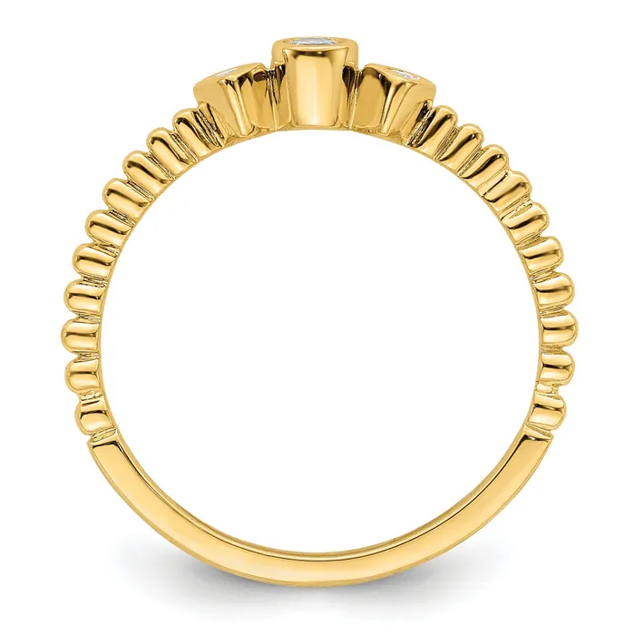 010ct CZ Solid Real 14k Polish Scalloped Wedding Band Ring Petite Round Complete Dia Ring Goldia Rings