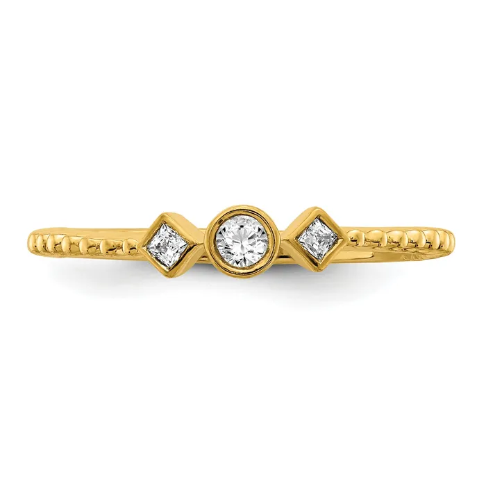 010ct CZ Solid Real 14k Polish Scalloped Wedding Band Ring Petite Round Complete Dia Ring Goldia Rings