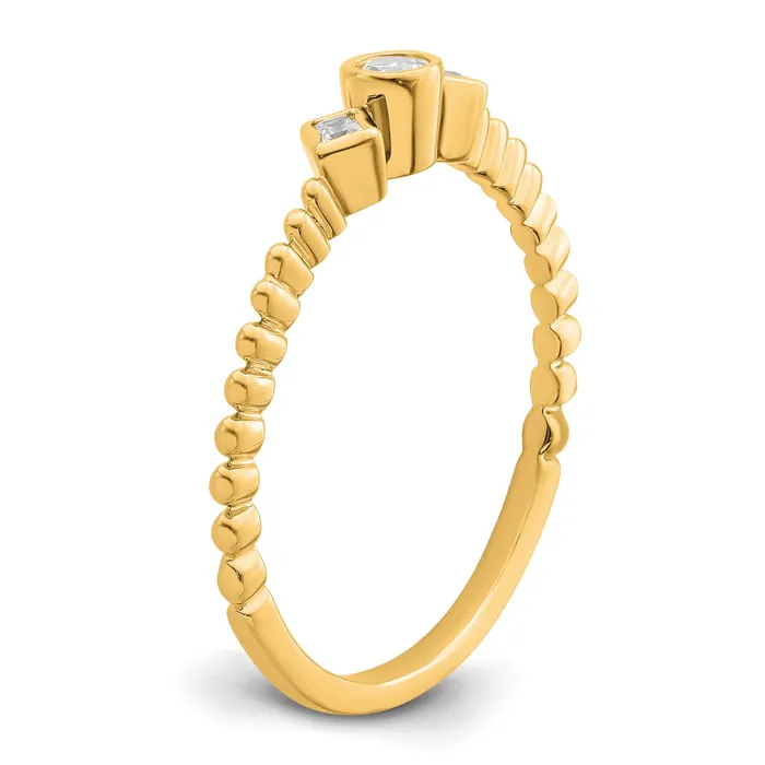 010ct CZ Solid Real 14k Polish Scalloped Wedding Band Ring Petite Round Complete Dia Ring Goldia Rings