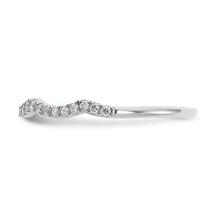 015ct CZ Solid Real 14k White Gold Contoured Wedding Wedding Band Ring Goldia Rings