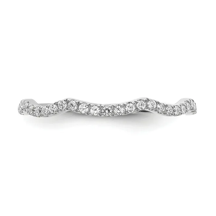 015ct CZ Solid Real 14k White Gold Contoured Wedding Wedding Band Ring Goldia Rings