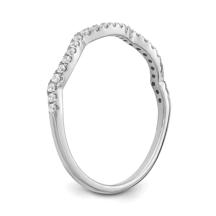 015ct CZ Solid Real 14k White Gold Contoured Wedding Wedding Band Ring Goldia Rings