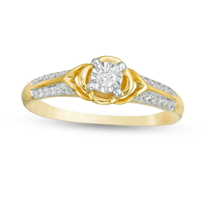 017 CT TW Natural Diamond Collar Clover Promise Ring in Solid 10K Yellow Gold Goldia Rings 017 CT TW Natural Diamond Collar Clover Promise Ring in Solid 10K Yellow Gold Goldia Rings