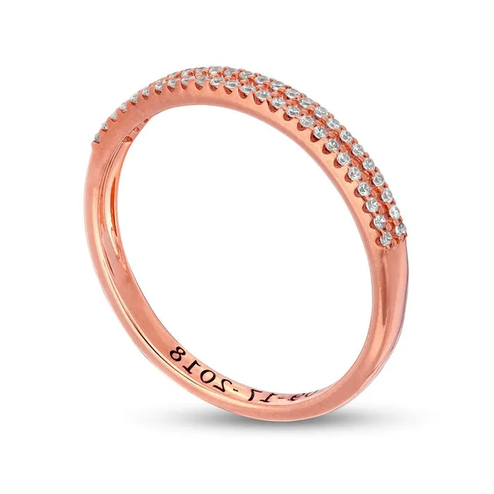 017 CT TW Natural Diamond Engravable Double Row Anniversary Band in Solid 10K Rose Gold 1 Line Goldia Rings 017 CT TW Natural Diamond Engravable Double Row Anniversary Band in Solid 10K Rose Gold 1 Line Goldia Rings