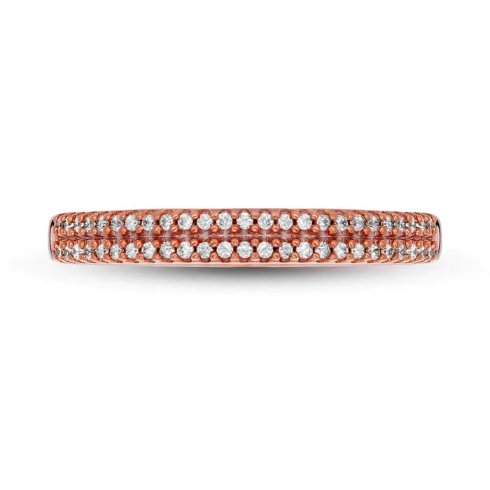 017 CT TW Natural Diamond Engravable Double Row Anniversary Band in Solid 10K Rose Gold 1 Line Goldia Rings 017 CT TW Natural Diamond Engravable Double Row Anniversary Band in Solid 10K Rose Gold 1 Line Goldia Rings