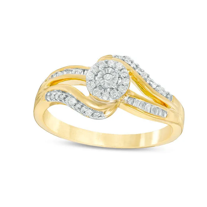 017 CT TW Natural Diamond Frame Bypass Promise Ring in Solid 10K Yellow Gold Goldia Rings 017 CT TW Natural Diamond Frame Bypass Promise Ring in Solid 10K Yellow Gold Goldia Rings