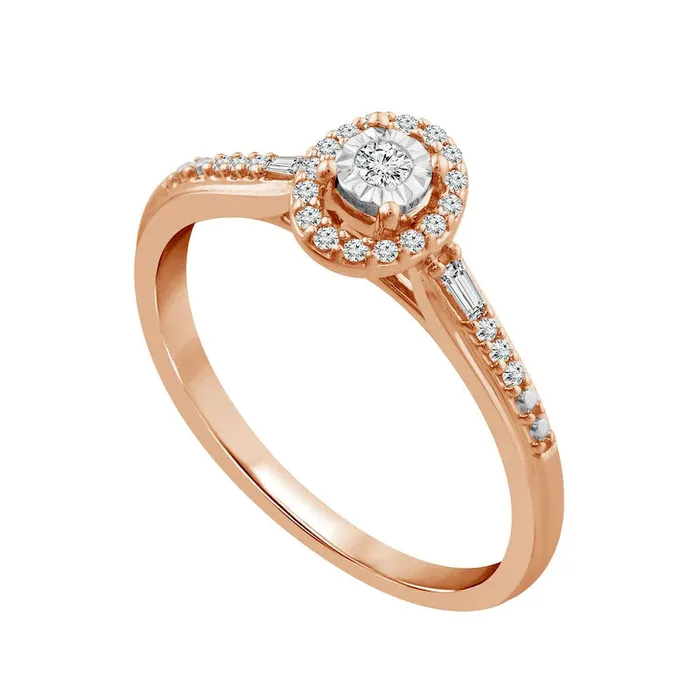017 CT TW Natural Diamond Oval Frame Baguette Sides Promise Ring in Solid 10K Rose Gold Goldia Rings 017 CT TW Natural Diamond Oval Frame Baguette Sides Promise Ring in Solid 10K Rose Gold Goldia Rings