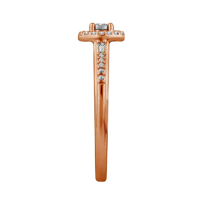 017 CT TW Natural Diamond Oval Frame Baguette Sides Promise Ring in Solid 10K Rose Gold Goldia Rings 017 CT TW Natural Diamond Oval Frame Baguette Sides Promise Ring in Solid 10K Rose Gold Goldia Rings
