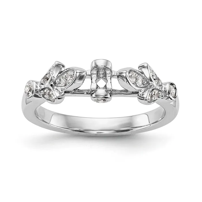 017ct CZ Solid Real 14K White Gold Peg Set Engagement Ring Goldia Rings