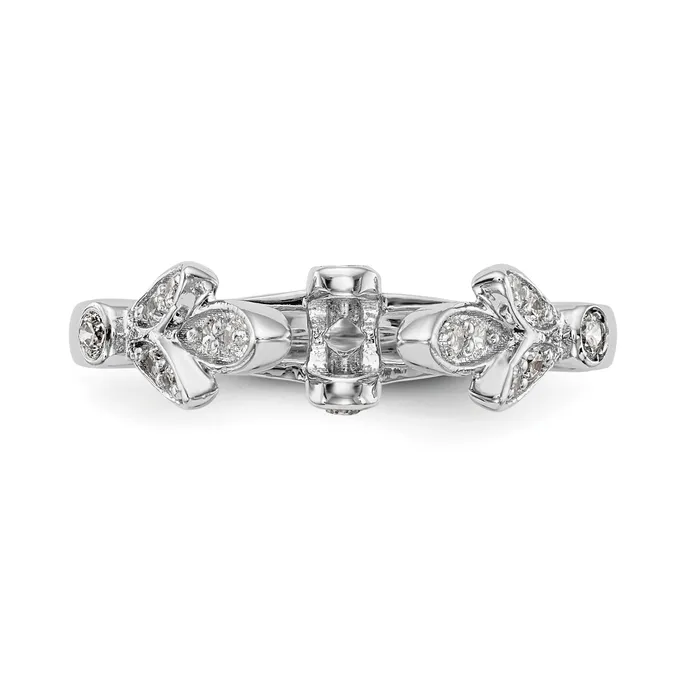 017ct CZ Solid Real 14K White Gold Peg Set Engagement Ring Goldia Rings