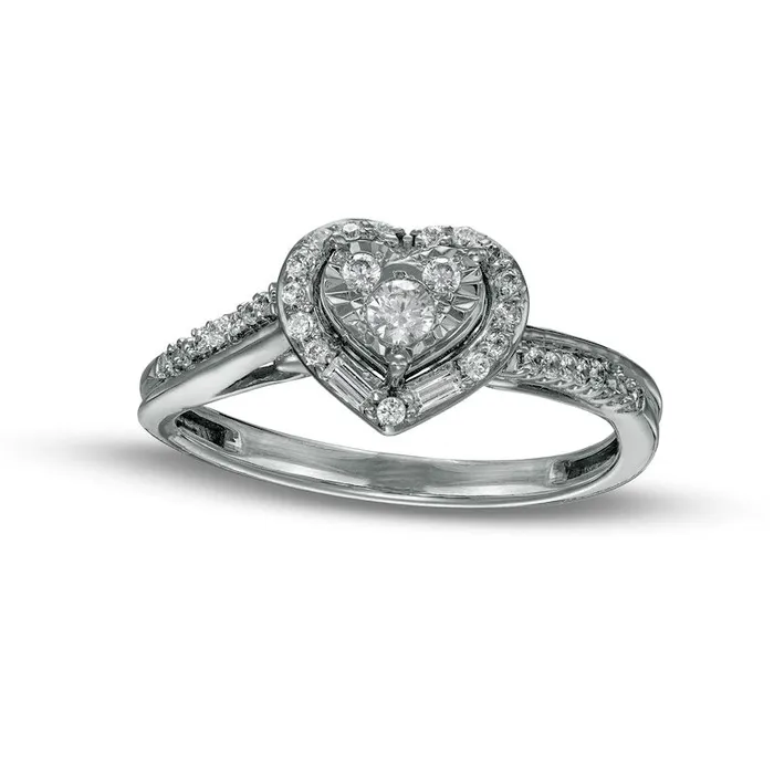 020 CT TW Composite Heart Natural Diamond Frame Ring in Solid 10K White Gold Goldia Rings 020 CT TW Composite Heart Natural Diamond Frame Ring in Solid 10K White Gold Goldia Rings