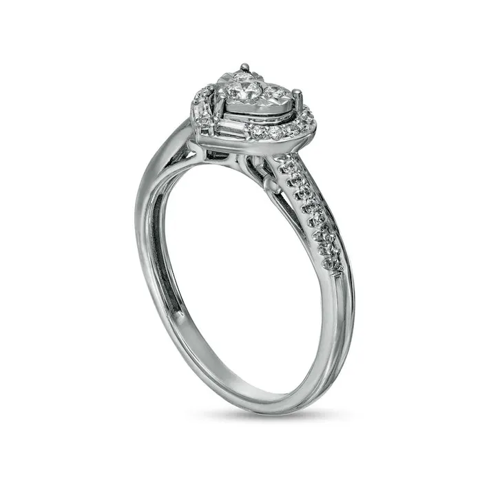 020 CT TW Composite Heart Natural Diamond Frame Ring in Solid 10K White Gold Goldia Rings 020 CT TW Composite Heart Natural Diamond Frame Ring in Solid 10K White Gold Goldia Rings