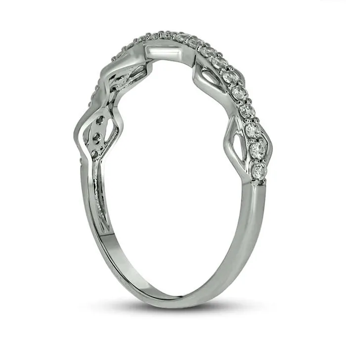 020 CT TW Natural Diamond Line ZigZag Ring in Solid 10K White Gold Goldia Rings 020 CT TW Natural Diamond Line ZigZag Ring in Solid 10K White Gold Goldia Rings