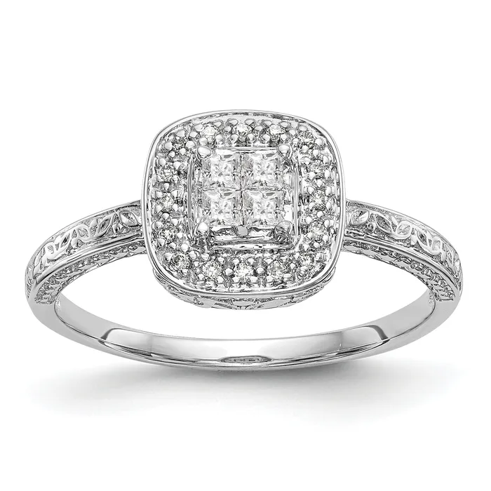 020ct CZ Solid Real 14K White Gold Complete Cluster Engagement Ring Goldia Rings 020ct CZ Solid Real 14K White Gold Complete Cluster Engagement Ring Goldia Rings
