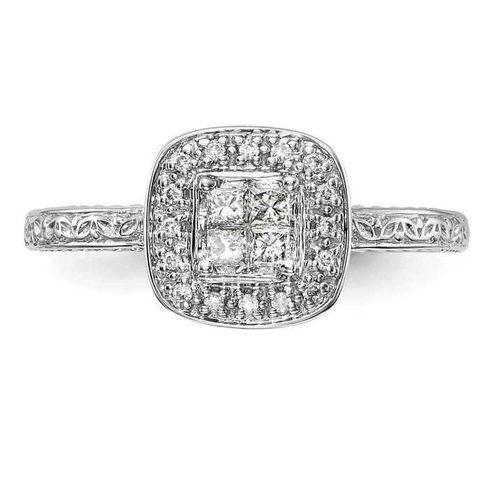 020ct CZ Solid Real 14K White Gold Complete Cluster Engagement Ring Goldia Rings