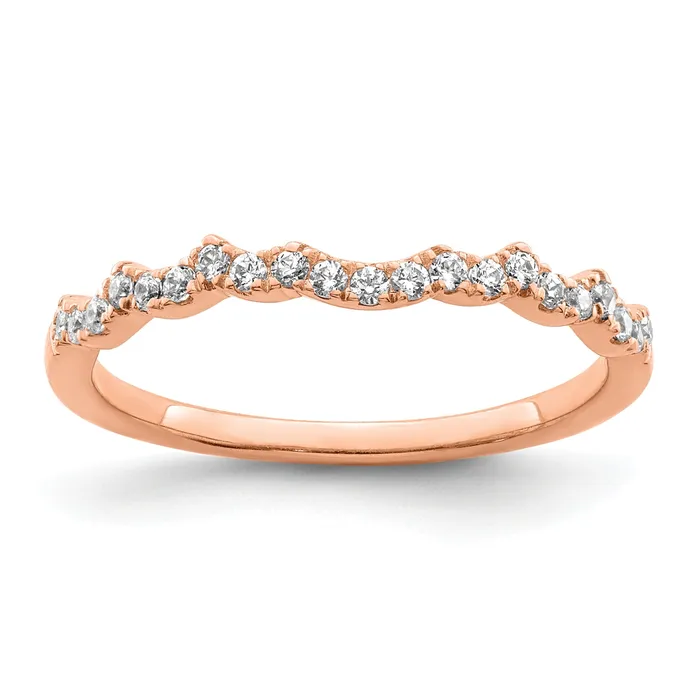 022ct CZ Solid Real 14k Rose Polish Matching Wedding Wedding Band Ring Goldia Rings