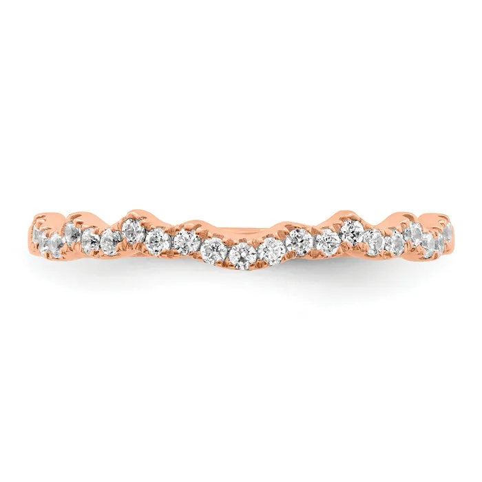 022ct CZ Solid Real 14k Rose Polish Matching Wedding Wedding Band Ring Goldia Rings