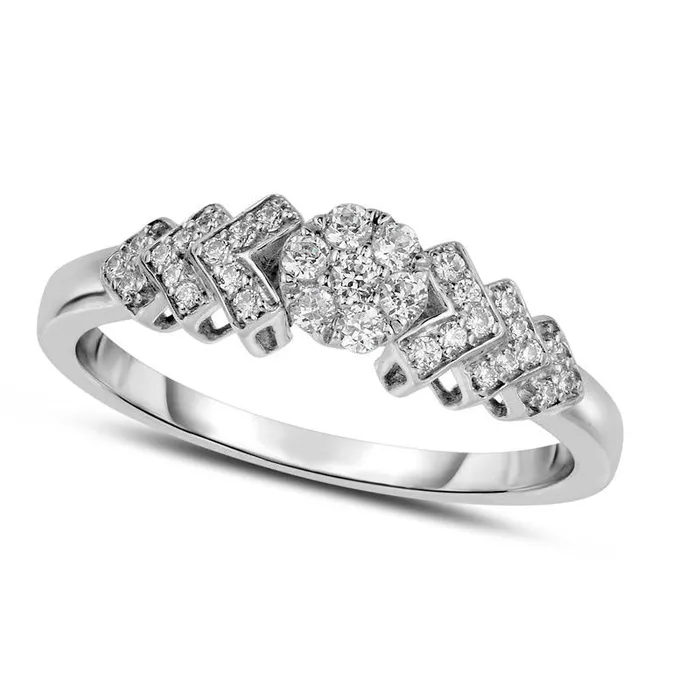 025 CT TW Composite Natural Diamond Chevron Ring in Solid 10K White Gold Goldia Rings 025 CT TW Composite Natural Diamond Chevron Ring in Solid 10K White Gold Goldia Rings