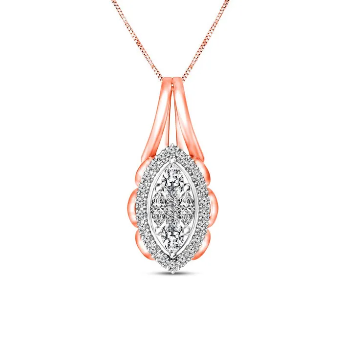 025 CT TW Composite Natural Diamond Marquise Scallop Frame Pendant in 10K TwoTone Gold Goldia Necklaces 025 CT TW Composite Natural Diamond Marquise Scallop Frame Pendant in 10K TwoTone Gold Goldia Necklaces