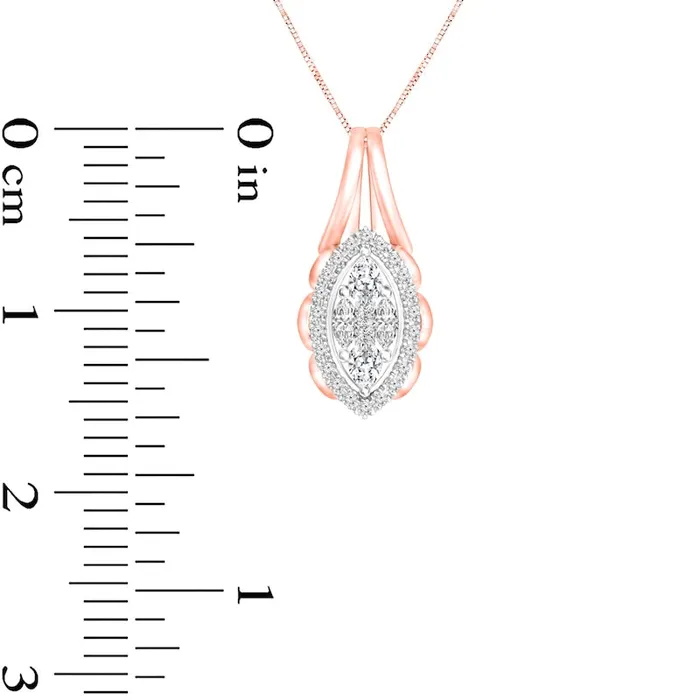 025 CT TW Composite Natural Diamond Marquise Scallop Frame Pendant in 10K TwoTone Gold Goldia Necklaces 025 CT TW Composite Natural Diamond Marquise Scallop Frame Pendant in 10K TwoTone Gold Goldia Necklaces