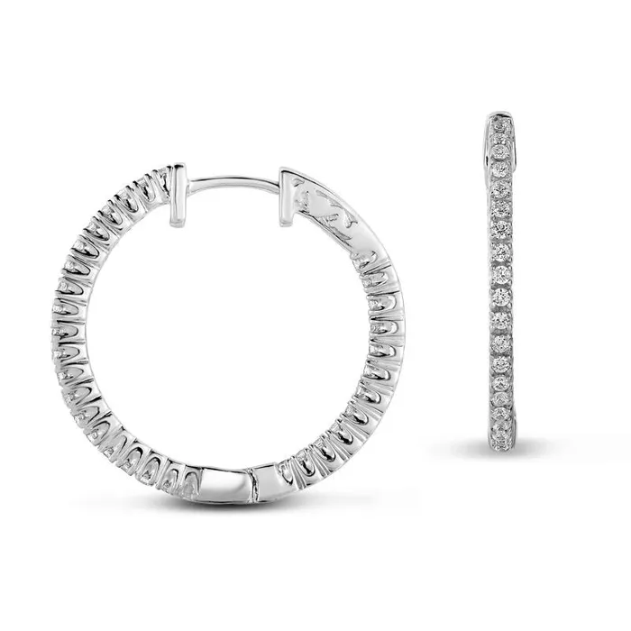 025 CT TW Diamond InsideOut Hoop Earrings in 14K White Gold Goldia Earrings 025 CT TW Diamond InsideOut Hoop Earrings in 14K White Gold Goldia Earrings
