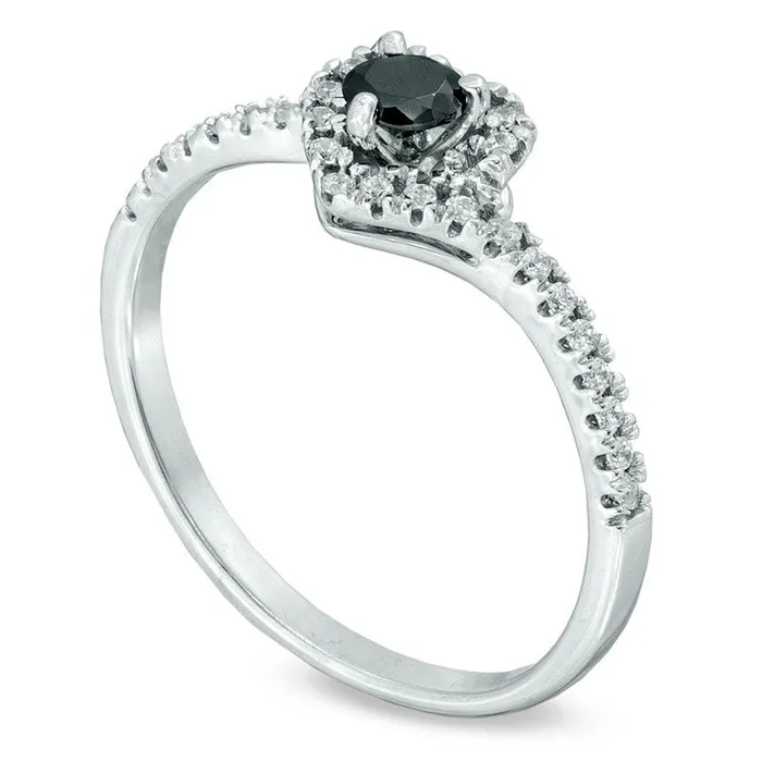 025 CT TW Enhanced Black and White Natural Diamond Heart Frame Promise Ring in Solid 10K White Gold Goldia Rings 025 CT TW Enhanced Black and White Natural Diamond Heart Frame Promise Ring in Solid 10K White Gold Goldia Rings