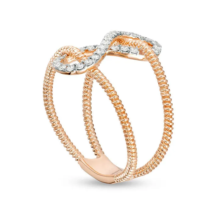 025 CT TW Natural Diamond Infinity Split Shank Ring in Solid 10K Rose Gold Goldia Rings 025 CT TW Natural Diamond Infinity Split Shank Ring in Solid 10K Rose Gold Goldia Rings