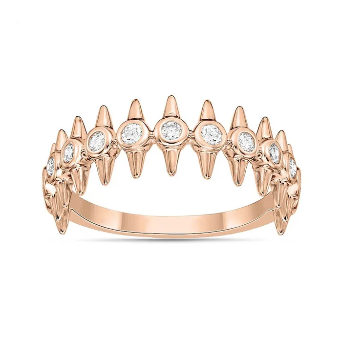 025 CT TW Natural Diamond Spikes Single Row Ring in Solid 10K Rose Gold Goldia Rings 025 CT TW Natural Diamond Spikes Single Row Ring in Solid 10K Rose Gold Goldia Rings