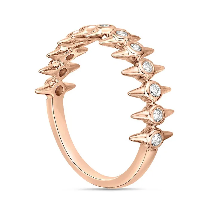 025 CT TW Natural Diamond Spikes Single Row Ring in Solid 10K Rose Gold Goldia Rings 025 CT TW Natural Diamond Spikes Single Row Ring in Solid 10K Rose Gold Goldia Rings
