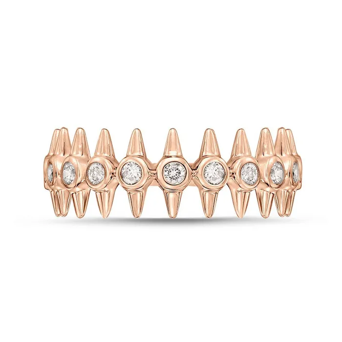 025 CT TW Natural Diamond Spikes Single Row Ring in Solid 10K Rose Gold Goldia Rings 025 CT TW Natural Diamond Spikes Single Row Ring in Solid 10K Rose Gold Goldia Rings