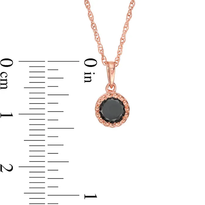 038 CT Enhanced Black Natural Clarity Enhanced Solitaire Beaded Frame Pendant in 10K Rose Gold Goldia Necklaces 038 CT Enhanced Black Natural Clarity Enhanced Solitaire Beaded Frame Pendant in 10K Rose Gold Goldia Necklaces