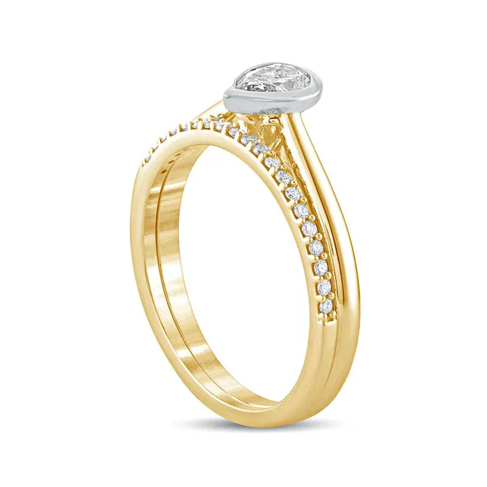 038 CT TW PearShaped Natural Diamond Bridal Engagement Ring Set in Solid 10K Yellow Gold Goldia Rings 038 CT TW PearShaped Natural Diamond Bridal Engagement Ring Set in Solid 10K Yellow Gold Goldia Rings