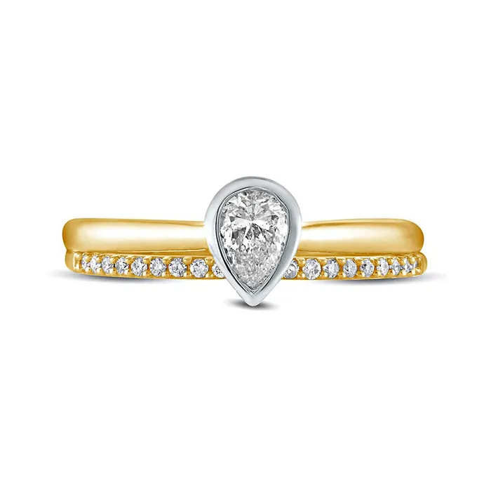 038 CT TW PearShaped Natural Diamond Bridal Engagement Ring Set in Solid 10K Yellow Gold Goldia Rings 038 CT TW PearShaped Natural Diamond Bridal Engagement Ring Set in Solid 10K Yellow Gold Goldia Rings
