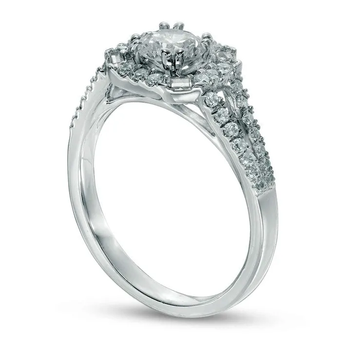 075 CT TW Natural Diamond Frame Engagement Ring in Solid 10K White Gold Goldia Rings 075 CT TW Natural Diamond Frame Engagement Ring in Solid 10K White Gold Goldia Rings