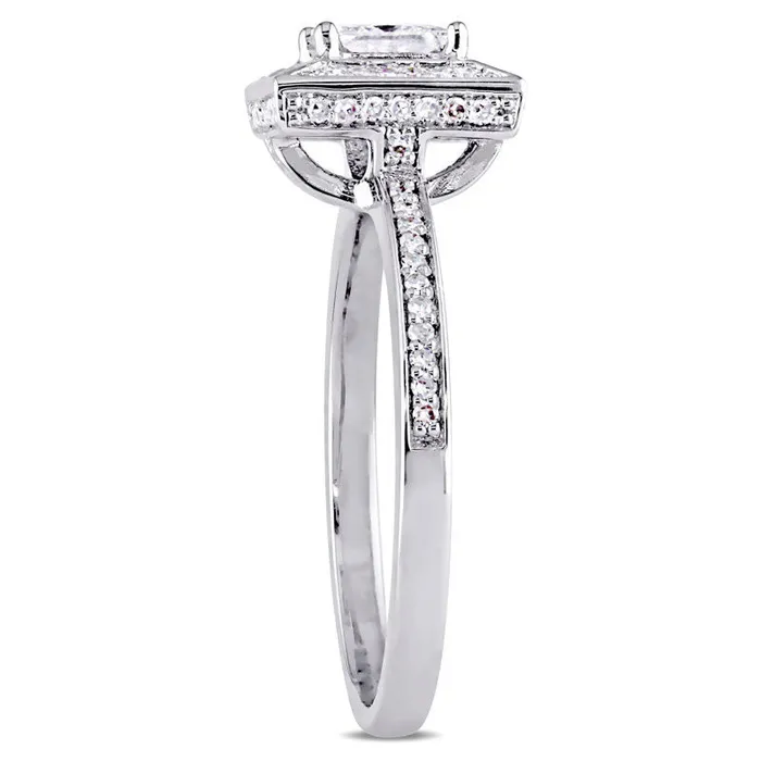 075 CT TW PrincessCut Natural Diamond Frame Engagement Ring in Solid 14K White Gold Goldia Rings 075 CT TW PrincessCut Natural Diamond Frame Engagement Ring in Solid 14K White Gold Goldia Rings
