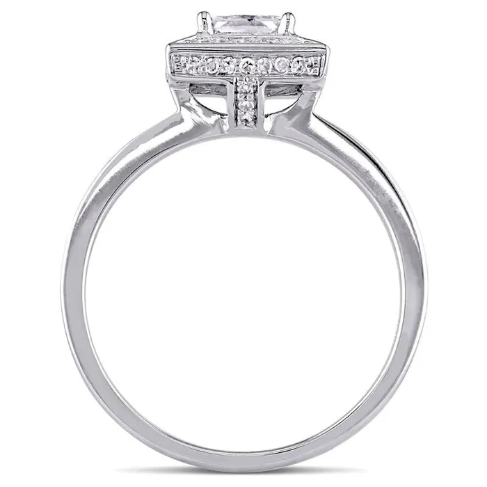 075 CT TW PrincessCut Natural Diamond Frame Engagement Ring in Solid 14K White Gold Goldia Rings 075 CT TW PrincessCut Natural Diamond Frame Engagement Ring in Solid 14K White Gold Goldia Rings