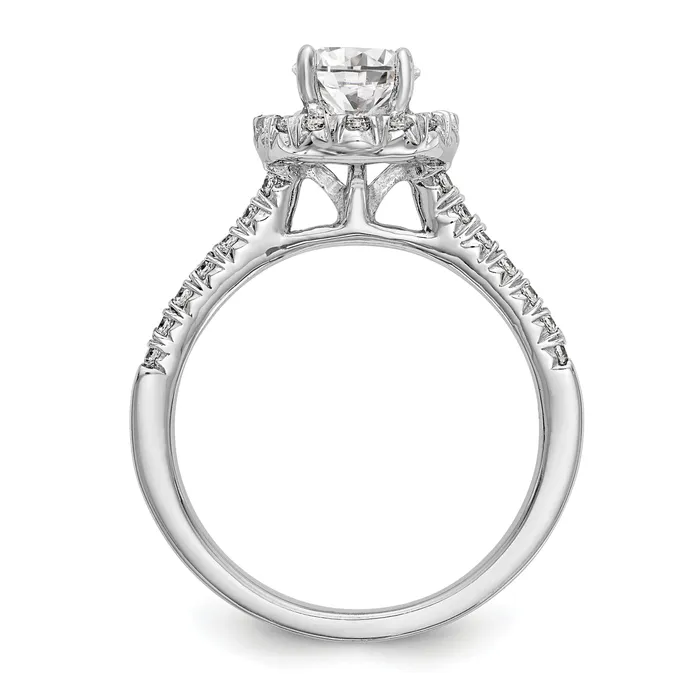 075ct CZ Solid Real 14K White Gold Oval Halo Engagement Ring Goldia Rings