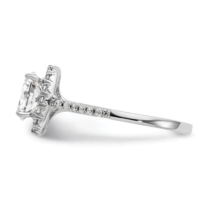075ct CZ Solid Real 14K White Gold Oval Halo Engagement Ring Goldia Rings